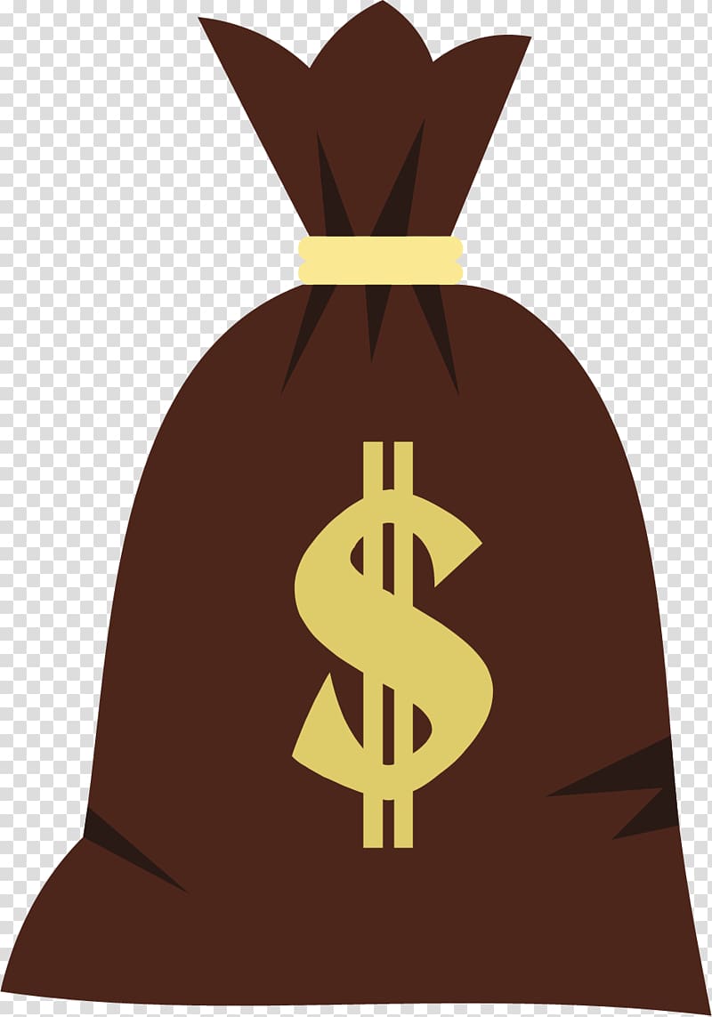 Money bag Banknote, Cartoon brown purse transparent background PNG clipart