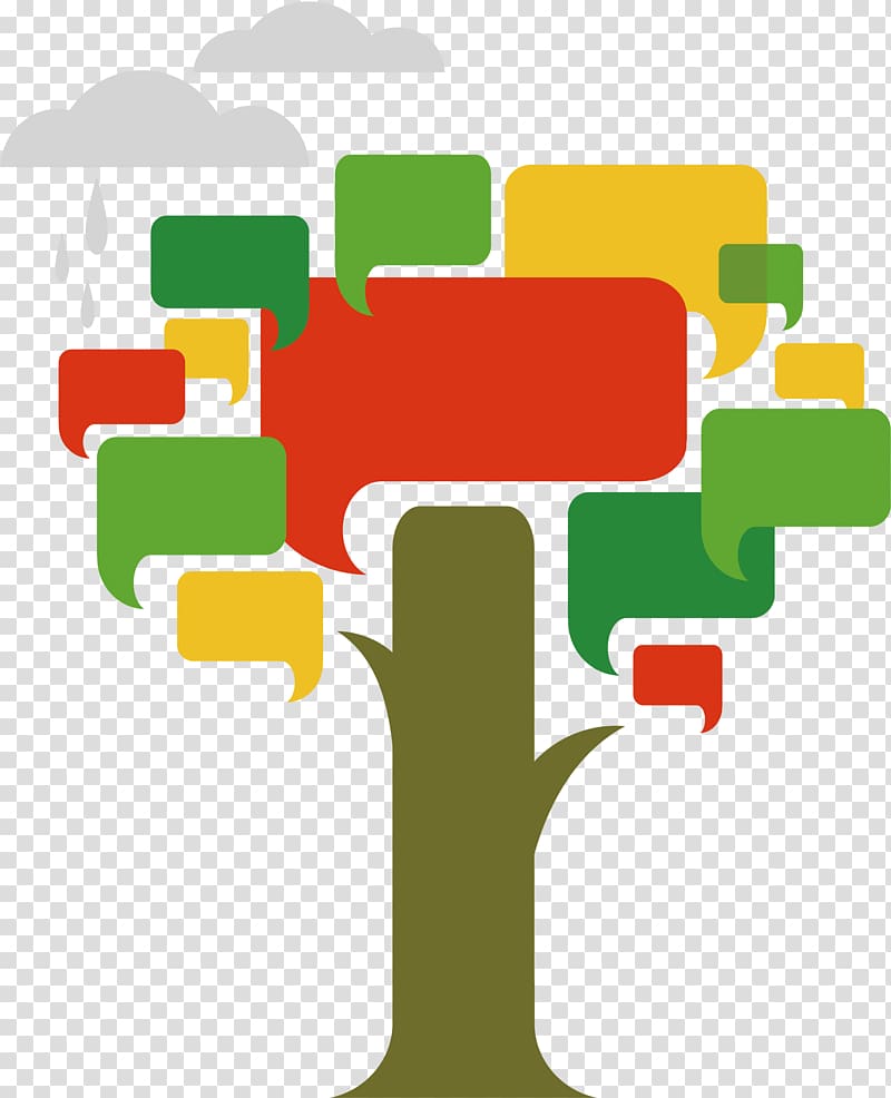 red, green, and yellow tag cloud tree illustration, Tree Dialog box, A rain tree transparent background PNG clipart