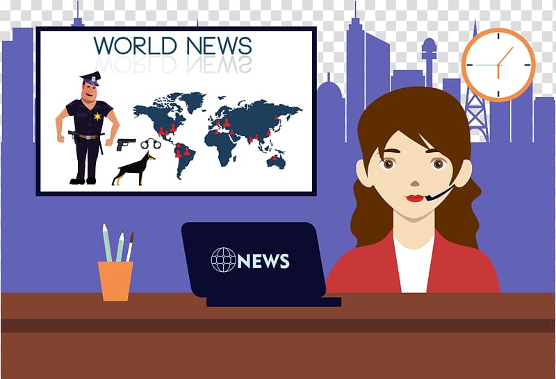 Cartoon News presenter Illustration, News anchor transparent background PNG clipart
