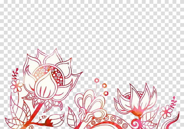 white and red flowers , Bohemianism Boho-chic , Chinese style lotus mud transparent background PNG clipart