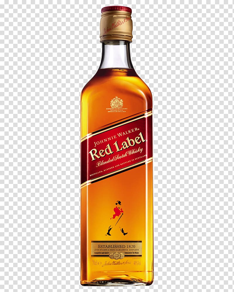 Johnnie Walker Red Label bottle, Blended whiskey Scotch whisky Single malt whisky Distilled beverage, whisky transparent background PNG clipart