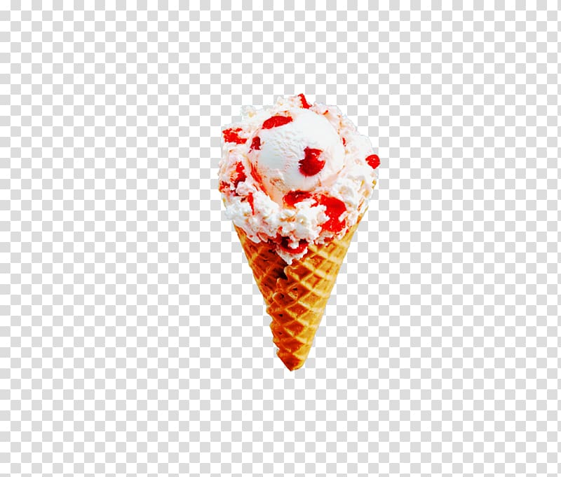 Ice cream cone Soft serve Ice cream maker, strawberry snowball cones transparent background PNG clipart