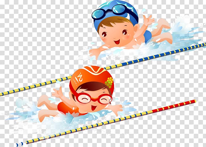 girl and boy swimming on pool art, Swimming pool Child , Hand-painted Olympic swimming transparent background PNG clipart