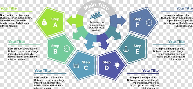 Pentagon Presentation Chart, hand-painted PPT Tags transparent background PNG clipart