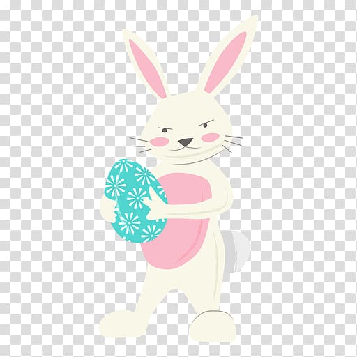 Easter Bunny Rabbit Egg, A little rabbit with colored eggs transparent background PNG clipart