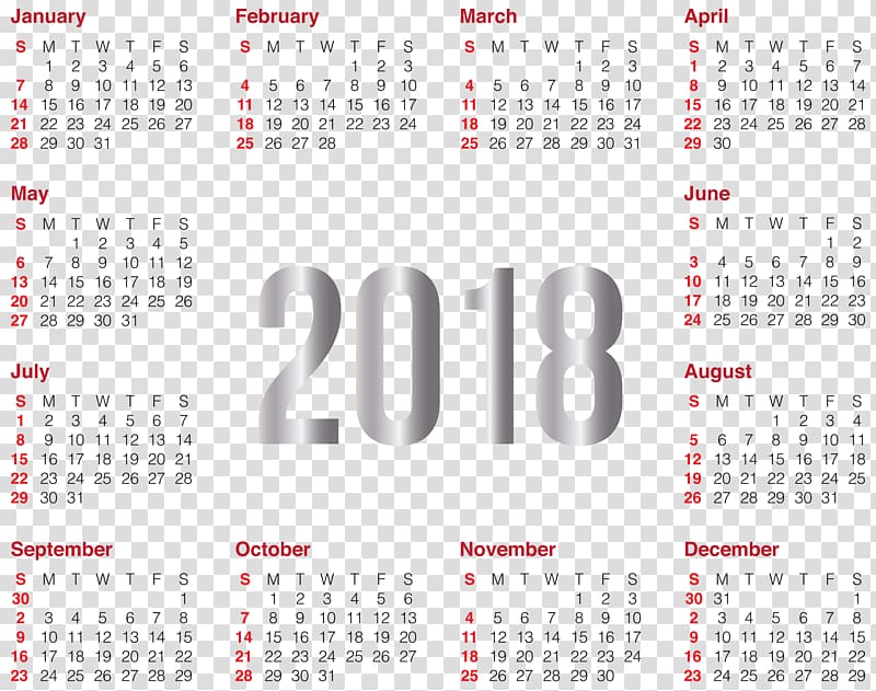 blue background with text overlay, Calendar New Year , 2018 Calendar transparent background PNG clipart