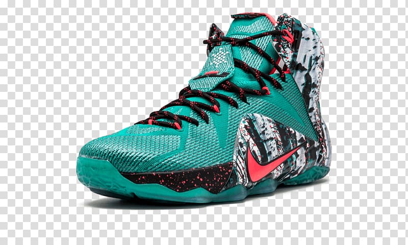 Sports shoes Men\'s Nike Lebron 12 Xmas Akron Birch Basketball Shoes, Emerald Green/Hyper Punch-dark Emerald, Synthetic, 10 Sportswear, nike transparent background PNG clipart