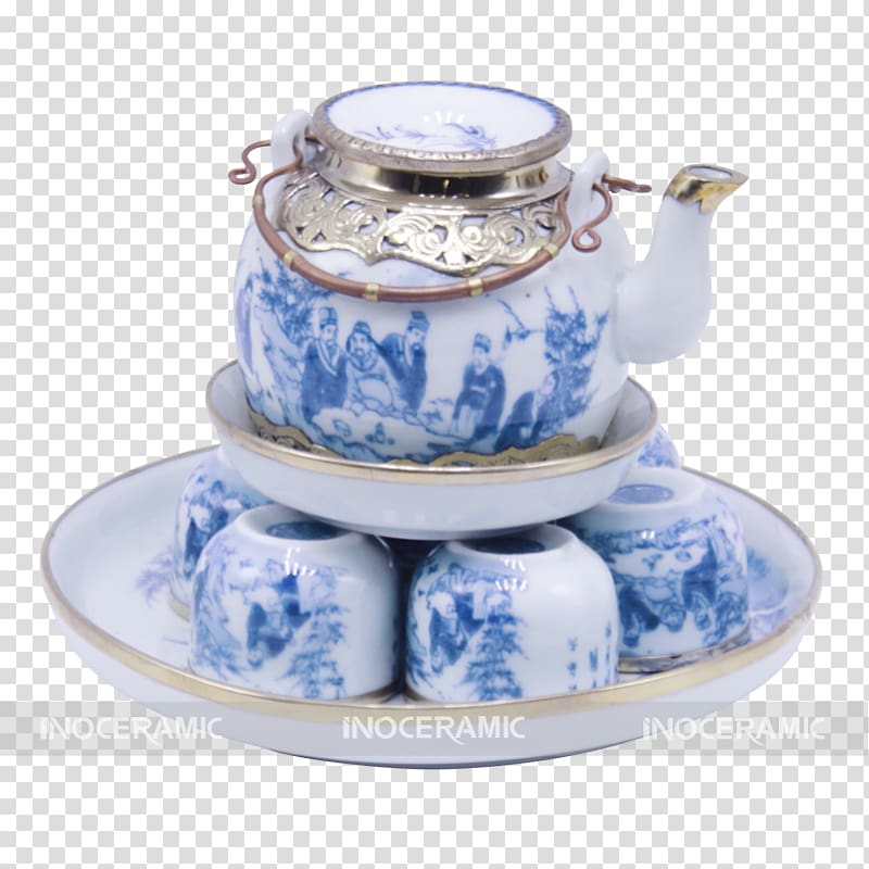 Ceramic Coffee cup Porcelain Teapot Blue and white pottery, Cha Tra Mue transparent background PNG clipart