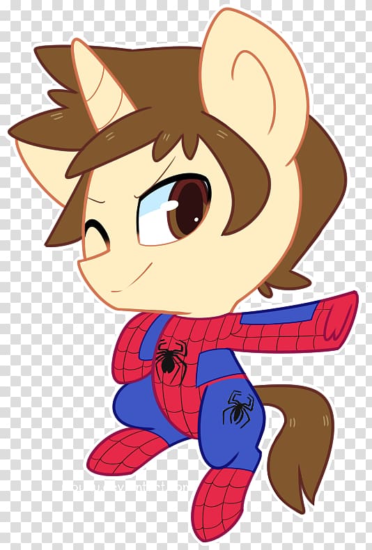 Pony Drawing Fan art, Peter Parker Spiderman transparent background PNG clipart