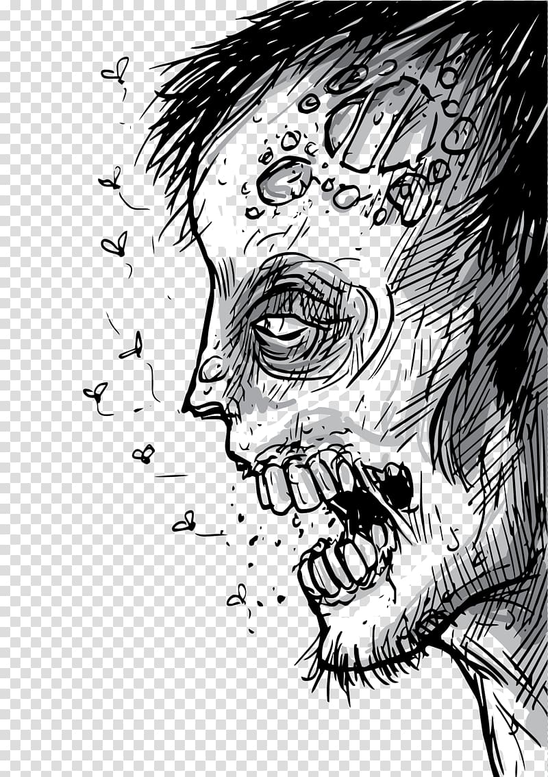 Zombie Drawing Poster, horror transparent background PNG clipart