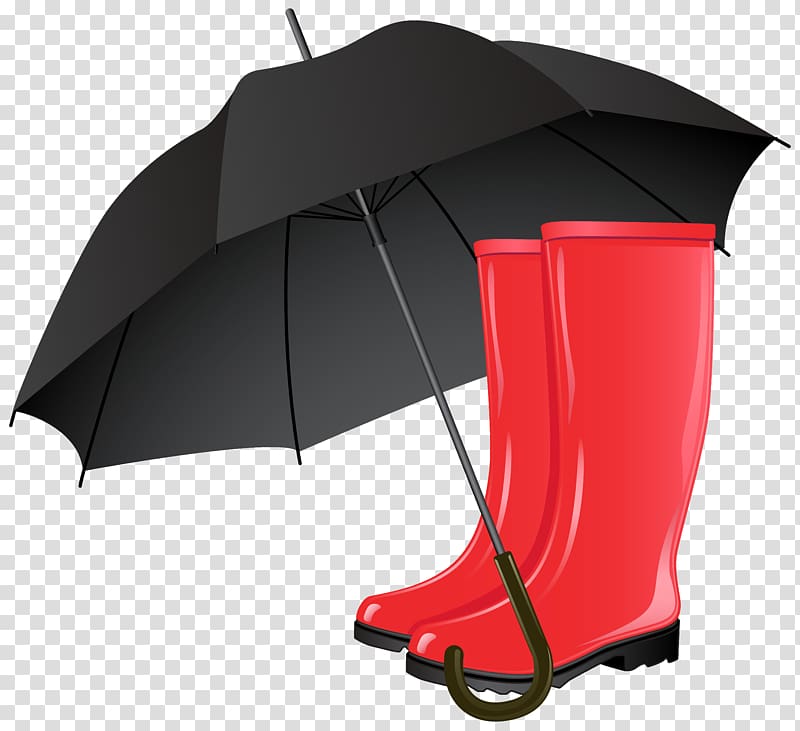 pair of red Wellington boots under black umbrella, Wellington boot Umbrella , Rubber Boots and Umbrella transparent background PNG clipart