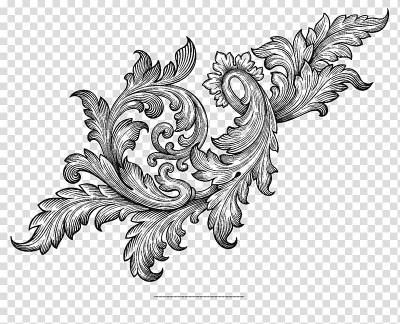 black leaf , Ornament Baroque Scroll Acanthus, baroque transparent background PNG clipart