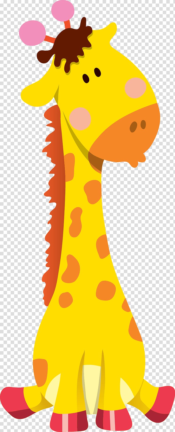 yellow giraffe illustration, Giraffe Cartoon Animal Illustration, giraffe transparent background PNG clipart