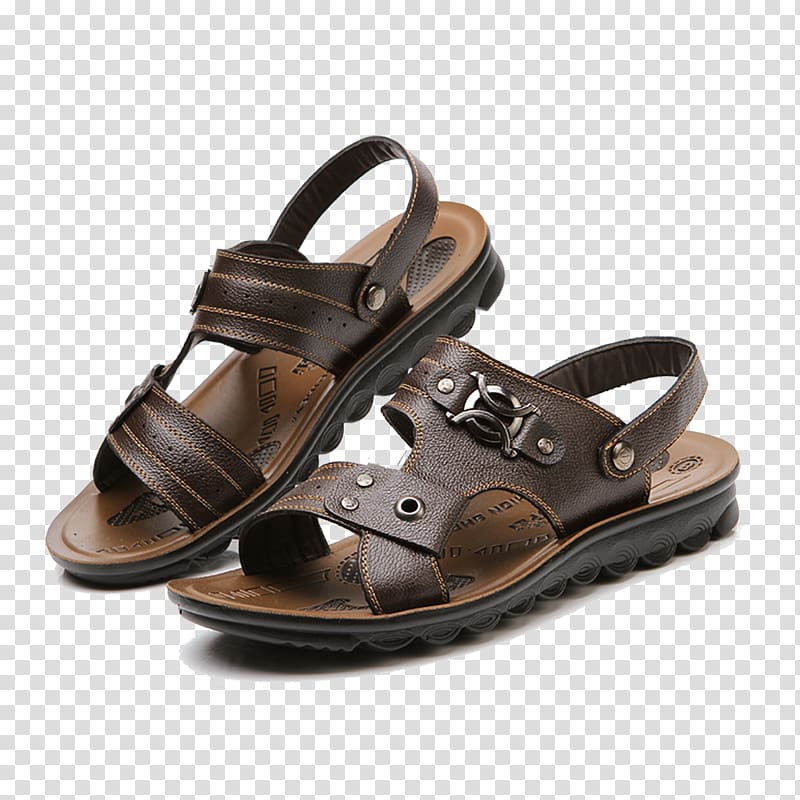 Cattle Leather Sandal Dress shoe, Leather sandals products in kind transparent background PNG clipart
