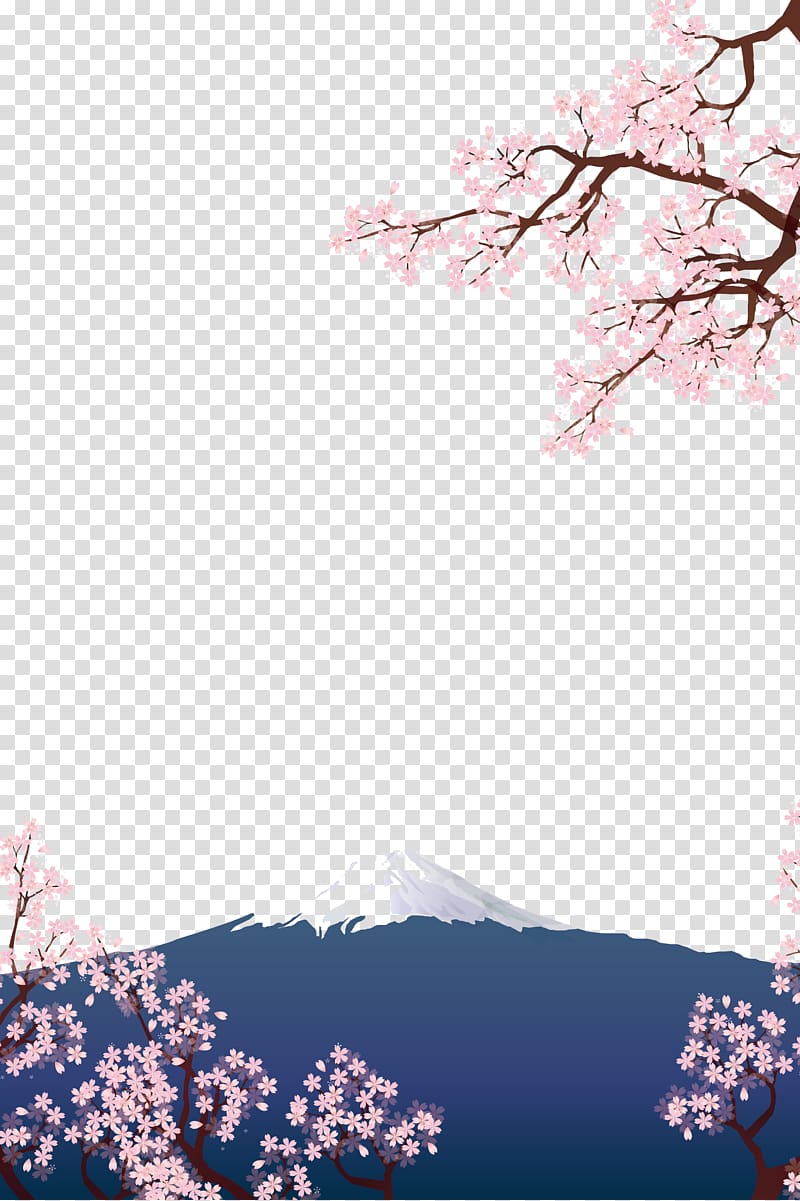 Mt.Fuji, Japan illustration, Mount Fuji Historic Villages of Shirakawa-gu014d and Gokayama Taobao, Cherry Fuji mountain transparent background PNG clipart