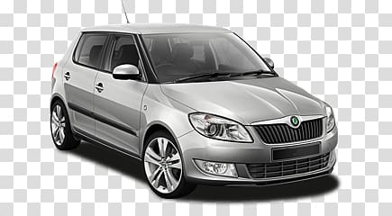 silver Skoda 5-door hatchback, Skoda Fabia transparent background PNG clipart