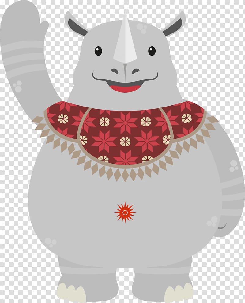 gray rhinoceros illustration, 2018 Asian Games Gelora Bung Karno Stadium Mascot Multi-sport event, Pencak silat transparent background PNG clipart