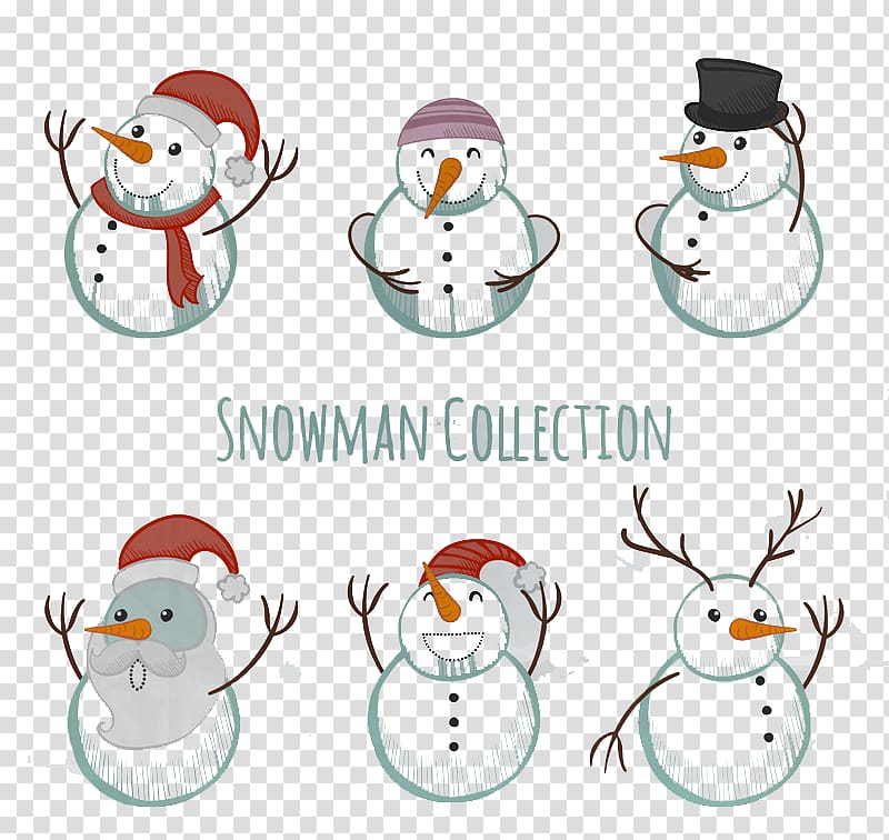 Snowman Christmas Hat , 6 cute snowman transparent background PNG clipart