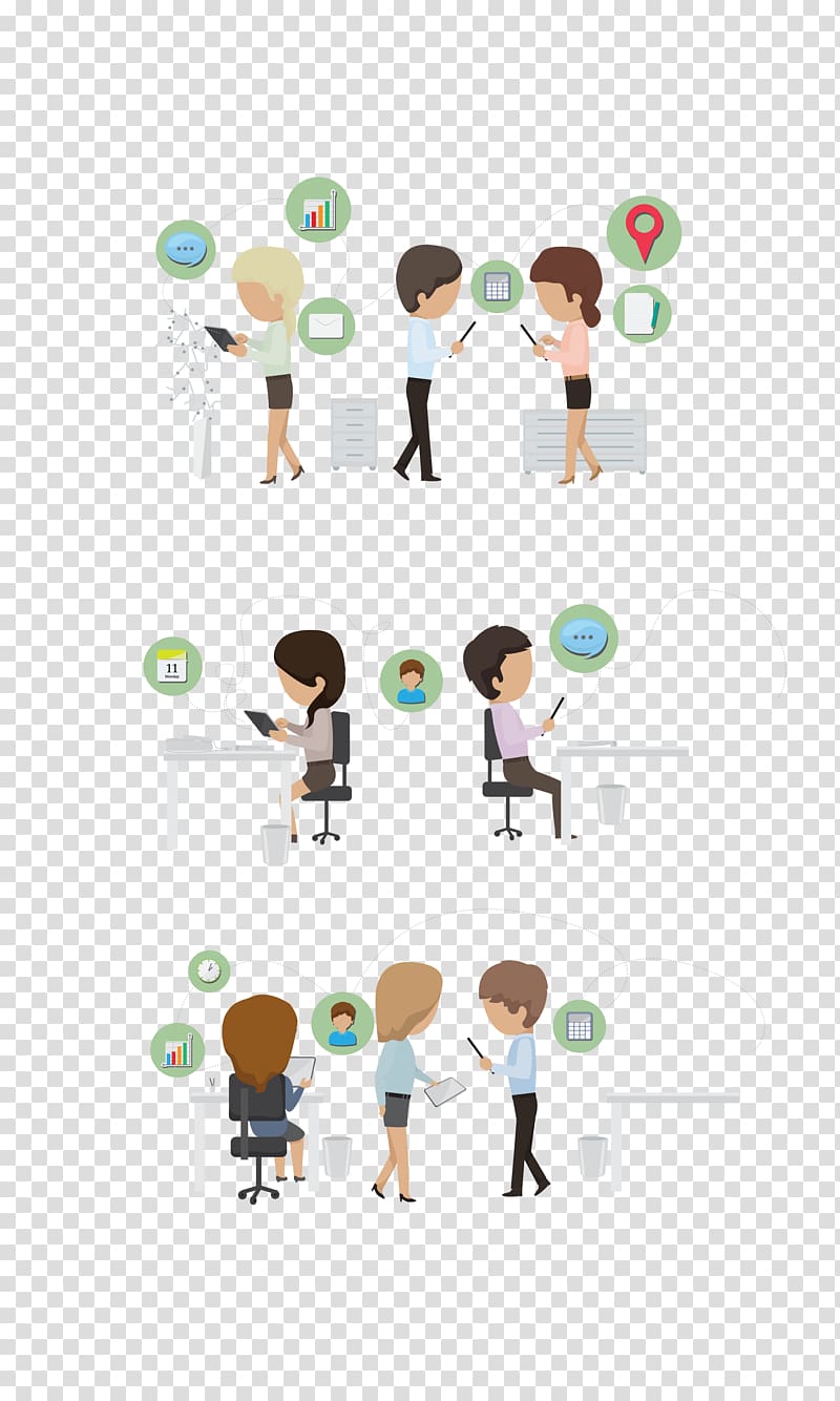 Office Icon, color work people four groups transparent background PNG clipart