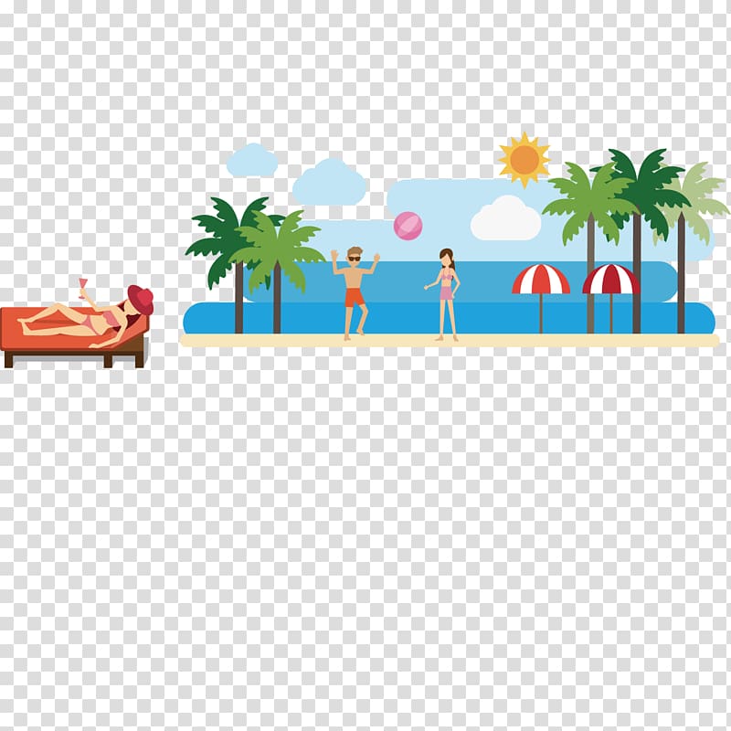 Illustration, The beach to play the characters transparent background PNG clipart