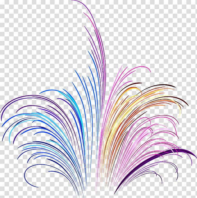 blue and purple linear plant illustration, Feather Illustration, Cool Fireworks transparent background PNG clipart