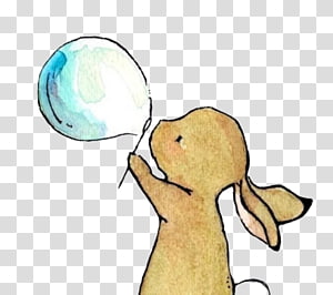 European Rabbit Drawing Watercolor Painting Illustration Blowing Bubbles Rabbits Playing Bubbles Illustration Transparent Background Png Clipart Hiclipart