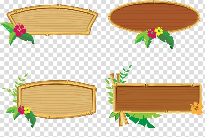 four oval and rectangular wooden title template illustrations, Party Boat Birthday Paper , party transparent background PNG clipart