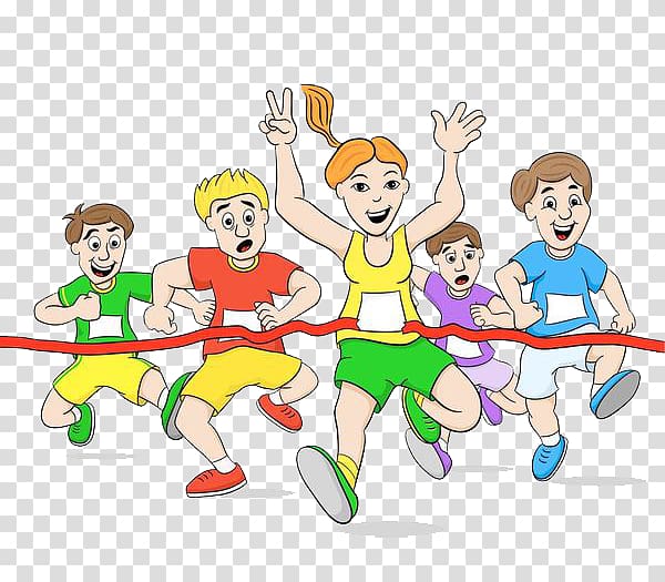 Drawing Cartoon, Runners at the finish line transparent background PNG clipart