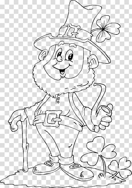 Colouring Pages Coloring book Leprechaun Saint Patrick\'s Day Child, pot of gold transparent background PNG clipart