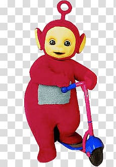 Teletubbies Po with scooter , Po on Scooter transparent background PNG clipart