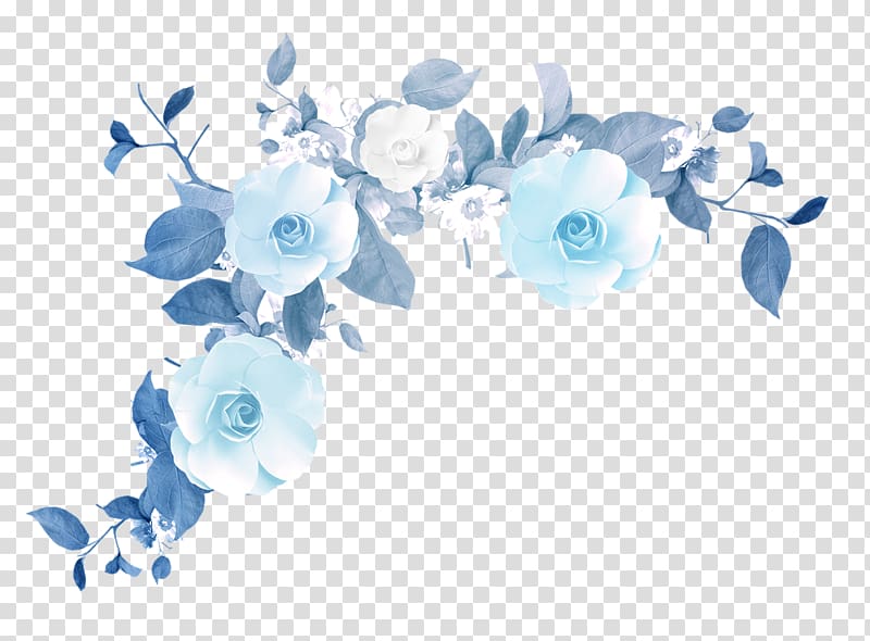 Flower 1080p , Blue flower border texture, blue and white roses illustration transparent background PNG clipart