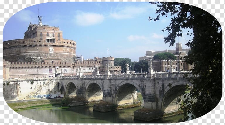 Castel Sant\'Angelo Ponte Sant\'Angelo Ponte Sisto Bridge, golden streamer transparent background PNG clipart
