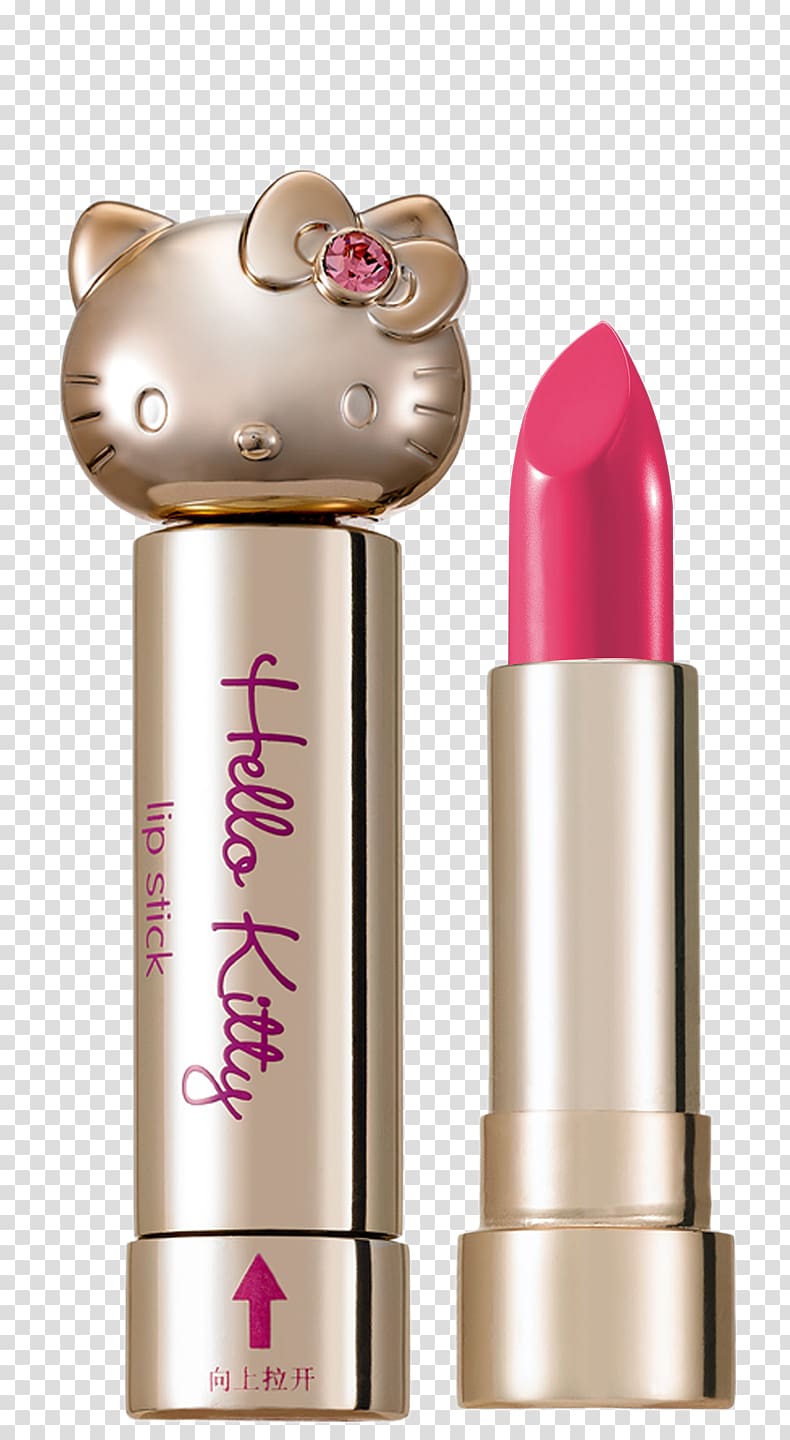 Hello Kitty Lipstick Lip balm Lip gloss Foundation, Golden Hello Kitty diamond lipstick transparent background PNG clipart