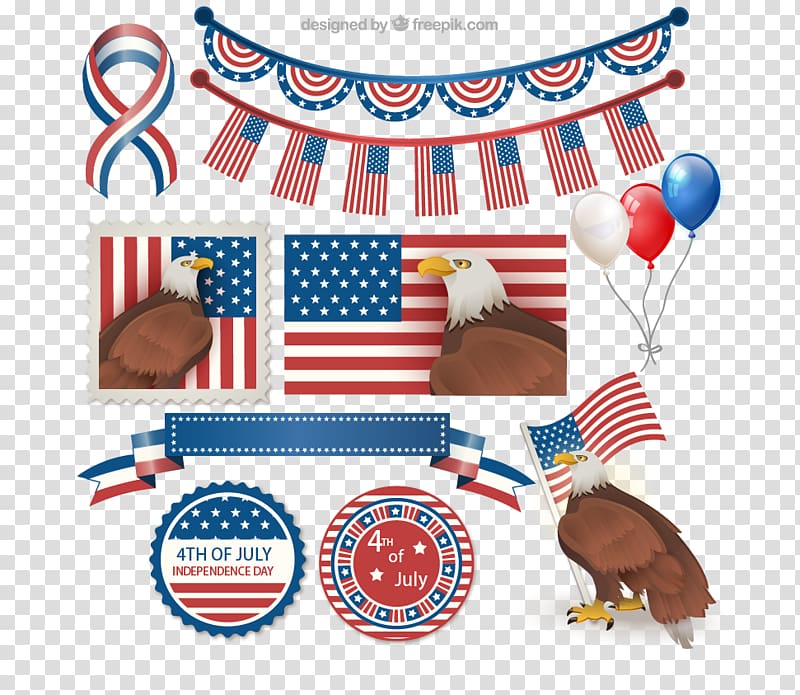 Flag of the United States Independence Day, US Independence Day element material, transparent background PNG clipart
