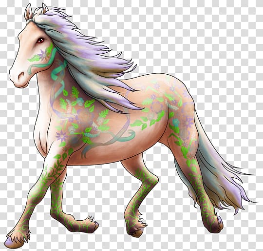 Mustang Stallion Pony Unicorn Halter, flower garland transparent background PNG clipart