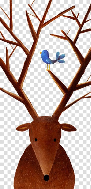 Red deer Illustrator Antler Illustration, Creative deer transparent background PNG clipart