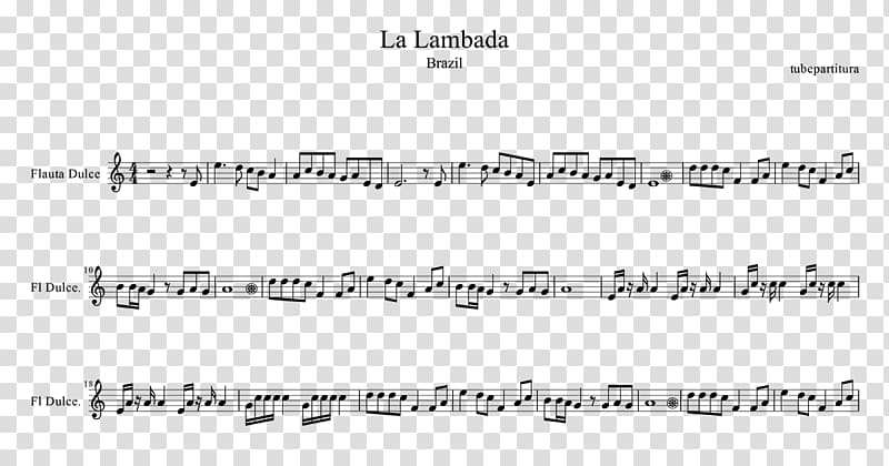 Sheet Music Lambada Flute Song, sheet music transparent background PNG clipart