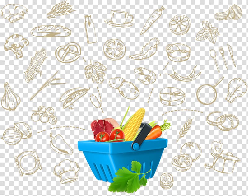 Graphic design Food Illustration, Cartoon vegetable basket transparent background PNG clipart