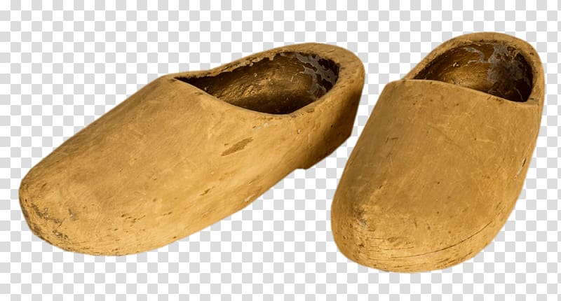 pair of brown klompens, Wooden Shoe Plain transparent background PNG clipart