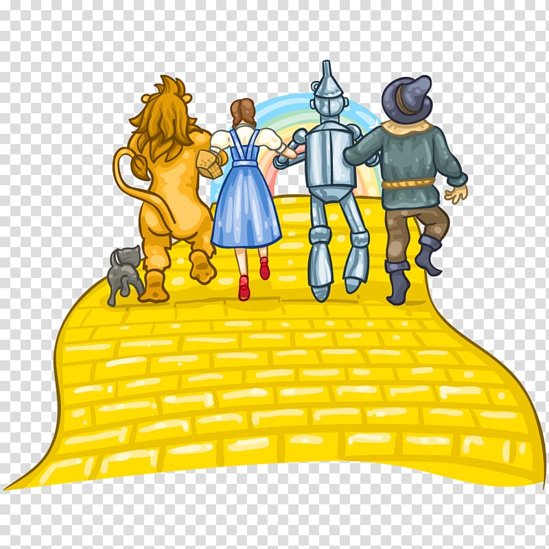 Wizard of Oz characters , Scarecrow Cowardly Lion Tin Woodman YouTube Yellow brick road, wizard of oz transparent background PNG clipart