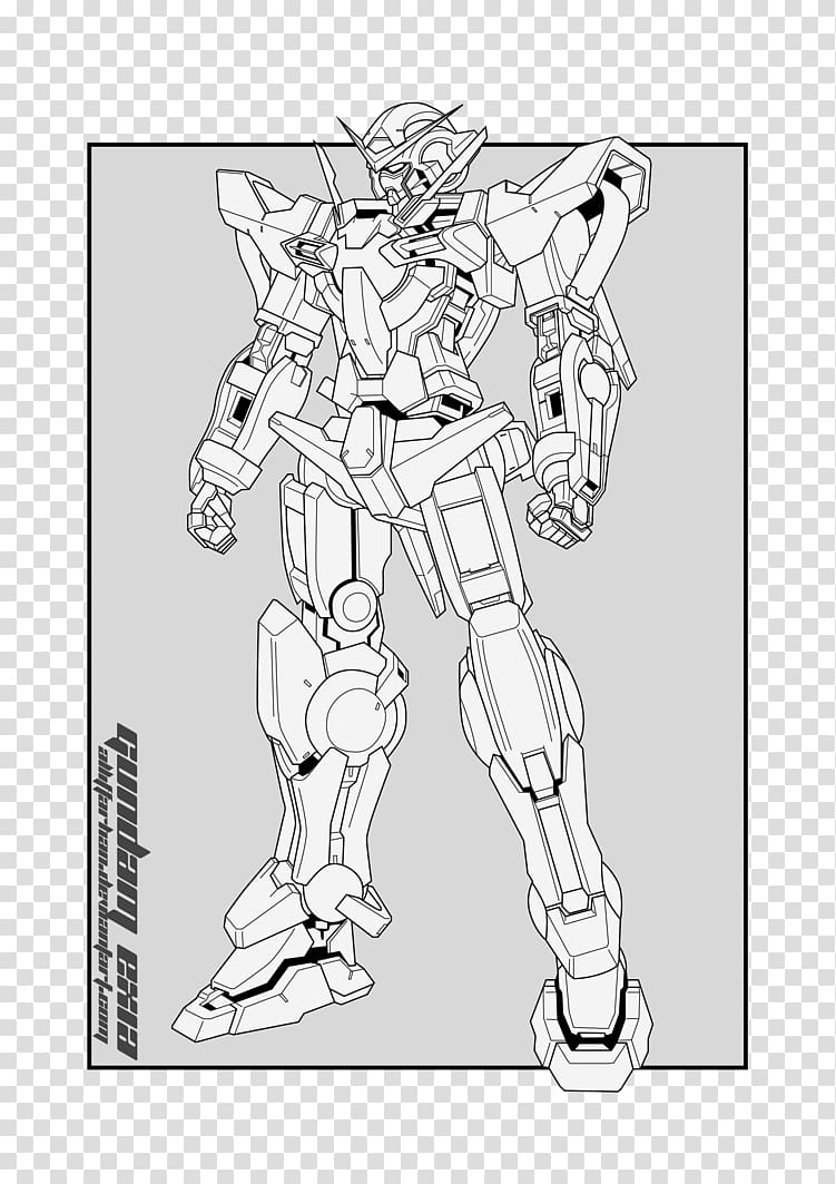 Art book Line art Sketch, gundam exia transparent background PNG clipart