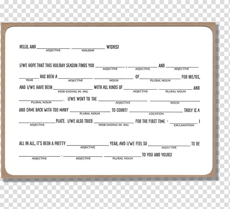 Mad Libs Printing Paper Document, billie holiday stencil transparent background PNG clipart