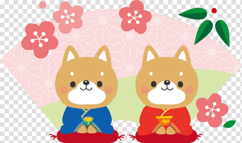 Dog Japanese New Year New Year card Christmas and holiday season Kagami mochi, Dog transparent background PNG clipart