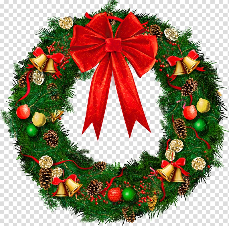 Wreath Christmas decoration Garland , Evergreen Garland transparent background PNG clipart
