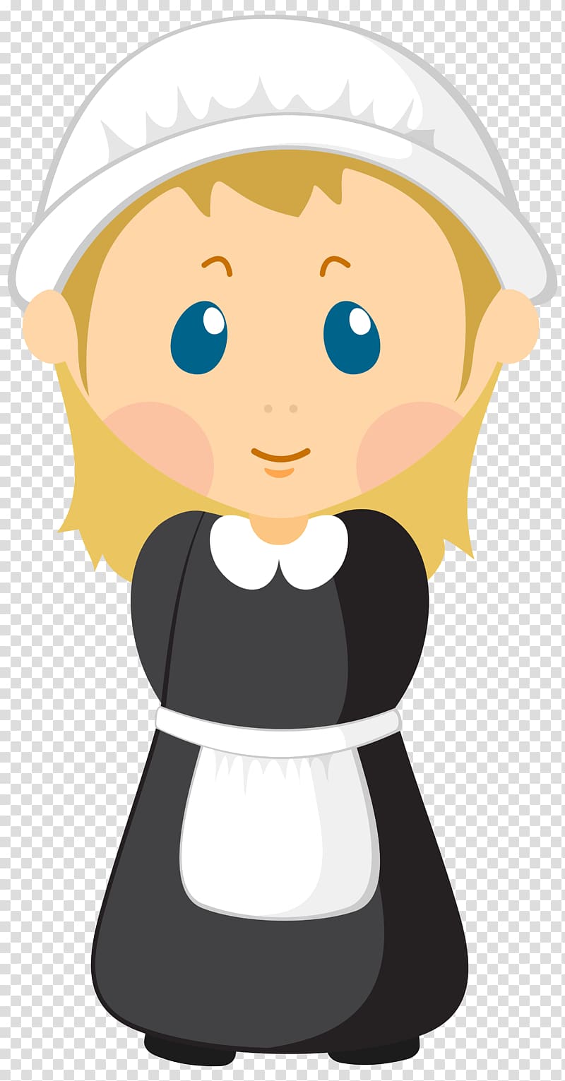 maid illustration, Pilgrims , Girl Pilgrim transparent background PNG clipart