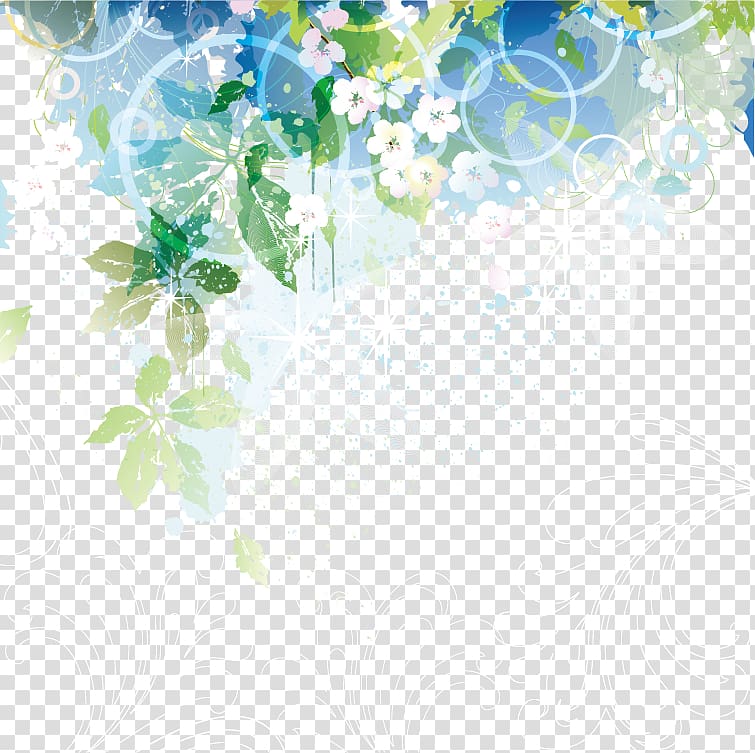 green, white, and blue floral illustration, Colorful flower pattern decoration material transparent background PNG clipart
