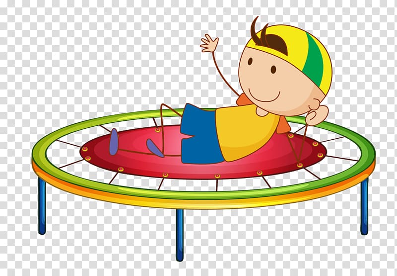 Boy Jumping On Trampoline Cartoon