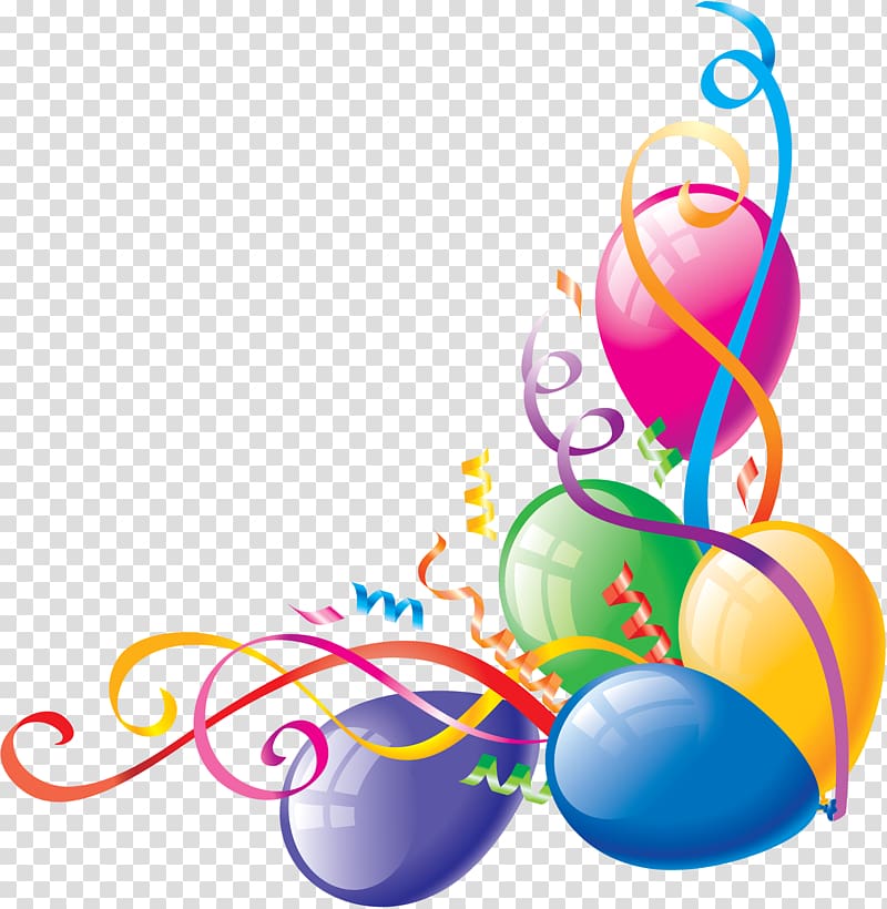 assorted-colored balloons illustration, Birthday cake Balloon Party , joyeux anniversaire transparent background PNG clipart