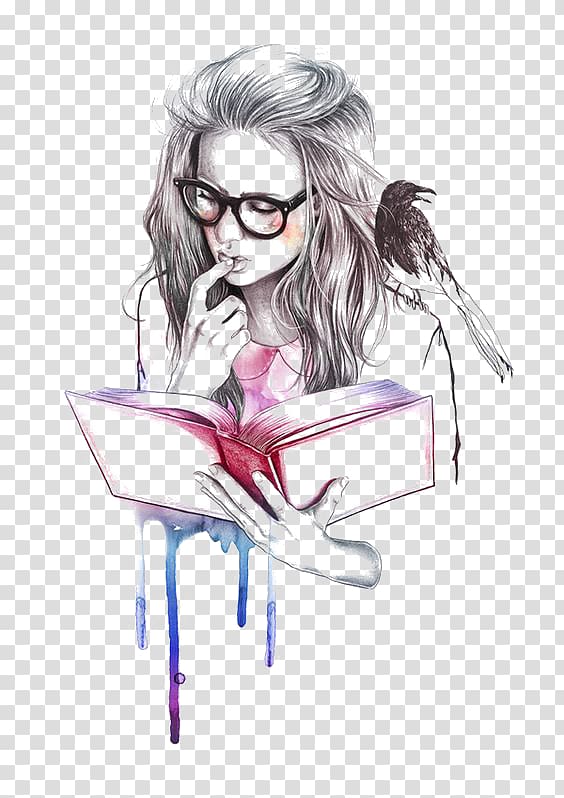 reading girl transparent background PNG clipart