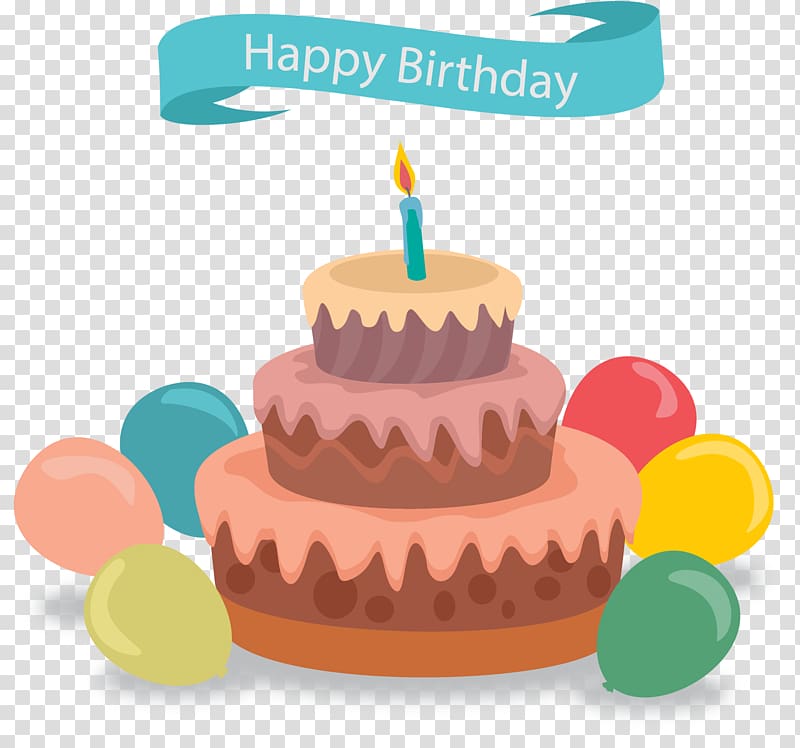Birthday cake Greeting card Balloon, hand-painted cake transparent background PNG clipart